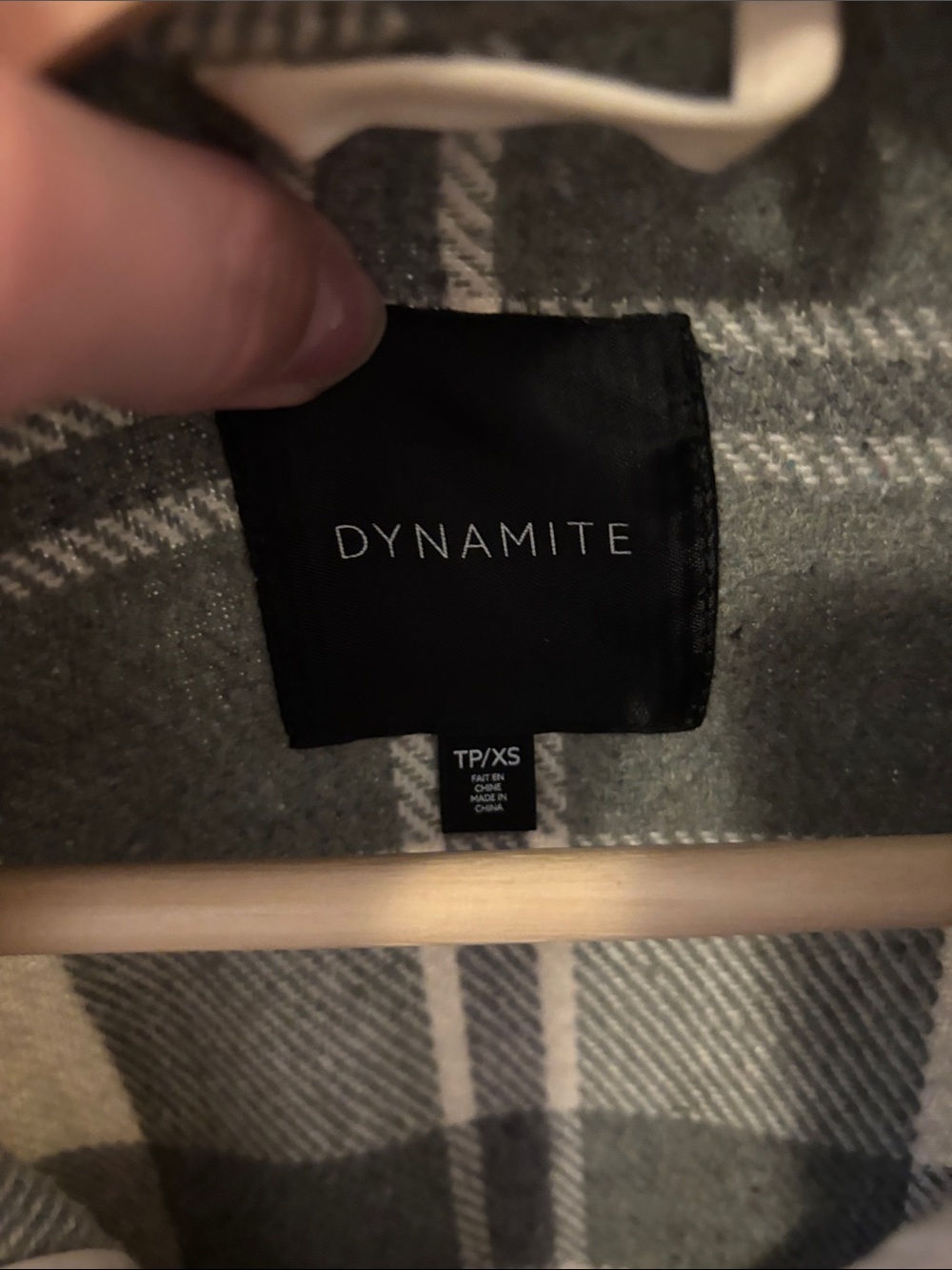 Dynamite Plaid Button-Up Shacket in Sage Green and Cream - Picture 3 of 3